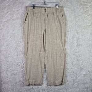Lot of 2 Briggs Womens XL Linen Blend Relaxed Fit Pull On Pants Beachy Resort